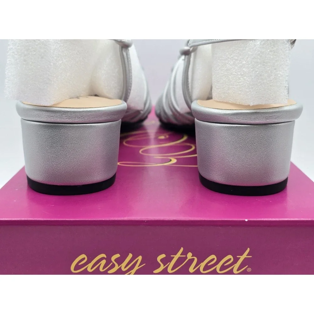 New Easy Street Womens‎ Sicilia Strappy Sandals Size 8 M Shoes Silver NIB